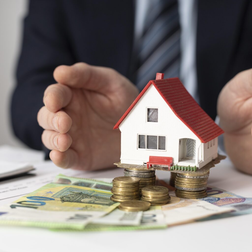 front-view-house-investments-elements-arrangement